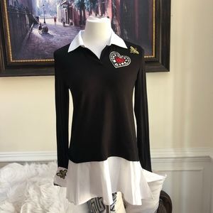 Michca Tunic Style Sweater with faux Collard Shirt